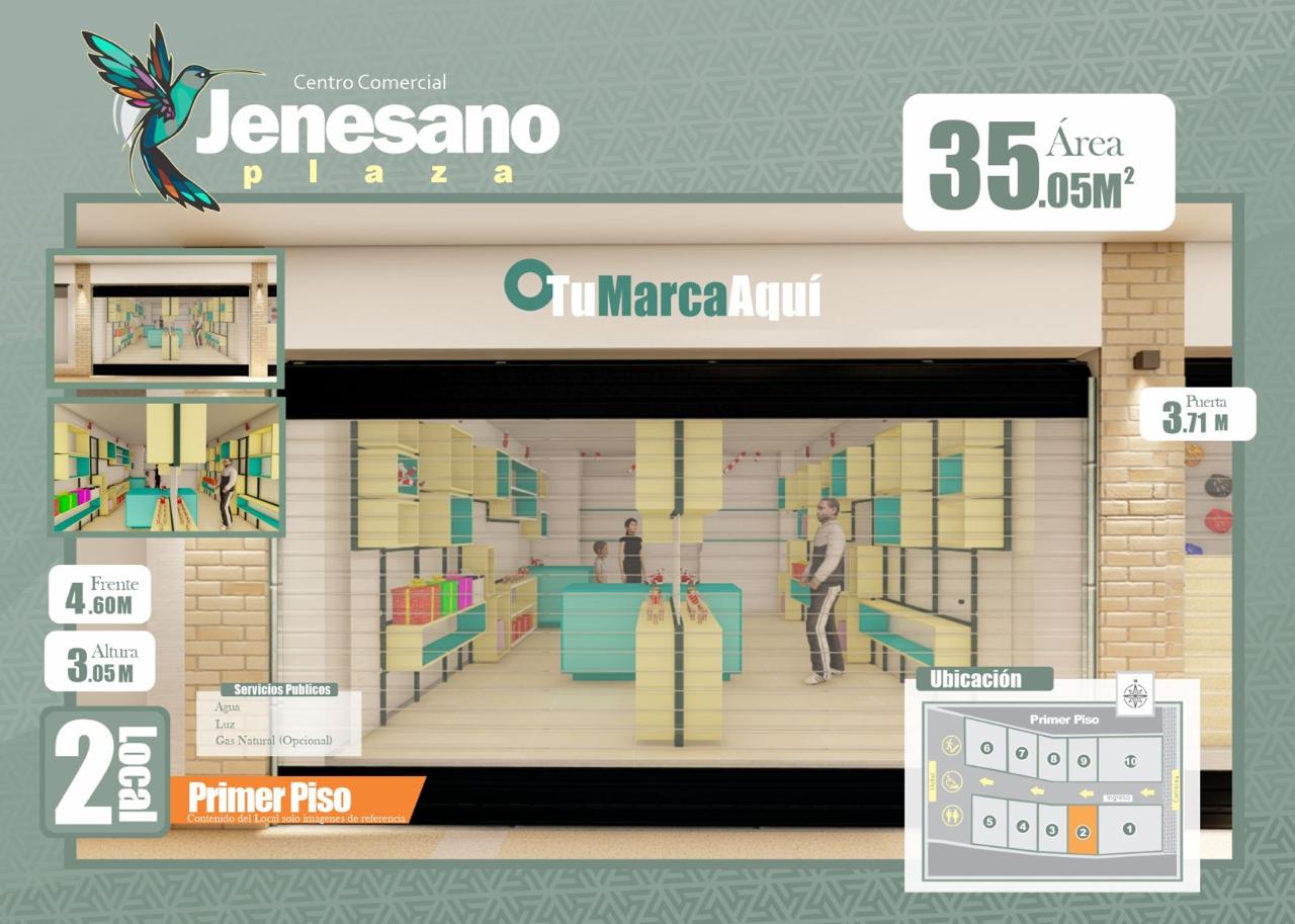 Local 2 en arriendo en el primer piso de Jenesano Plaza, área 35.05 metros cuadrados