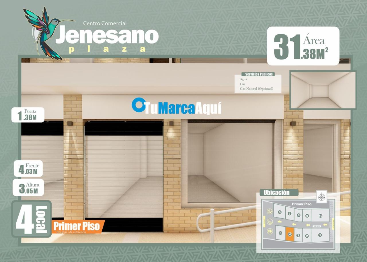 Local 4 en arriendo en el primer piso de Jenesano Plaza, área 31.38 metros cuadrados
